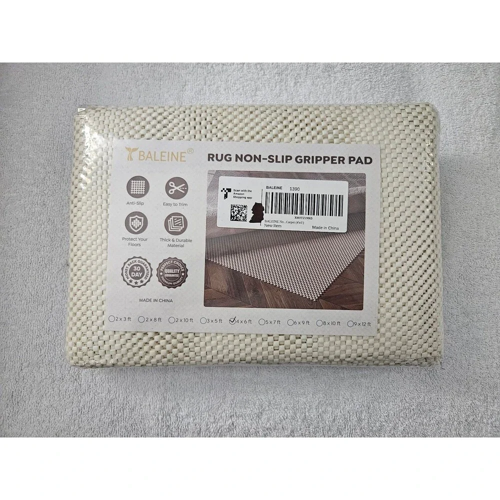 Baleine Rug Non‑Slip Gripper Pad 4ft x 6ft Anti‑Skid Floor Protector